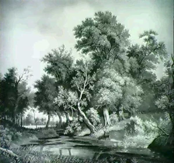 Idyllische Bachlandschaft Mit Rehen - view 1