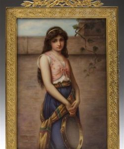 German Porcelain Portrait Plaque Depicting 'mignon"