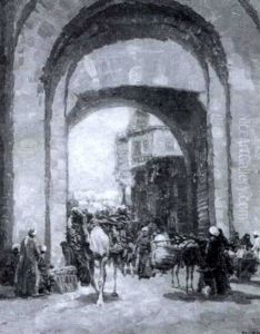 Lebhaftes Treiben An Einem Kairoer Stadttor Lebhaftes Treiben An Einem Kairoer Stadttor