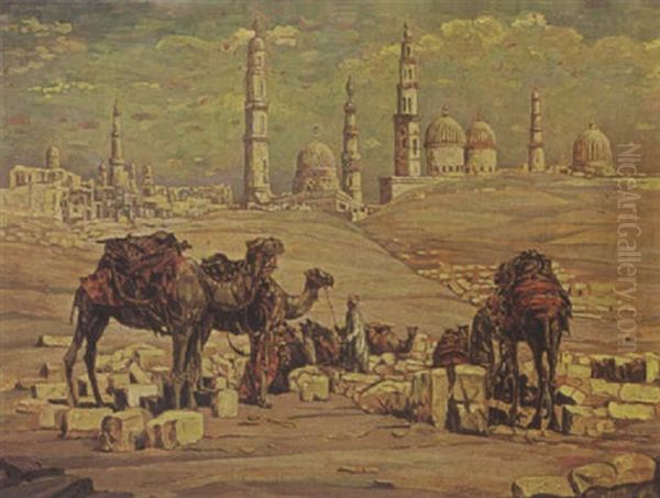 Camels Resting In The Desert - view 1