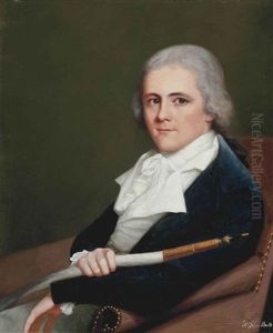 Portrait Of John Buller Of Trenant, Cornwall In A Blue Jacket, Sitting In An Armchair, Holding A Shisha Pipe