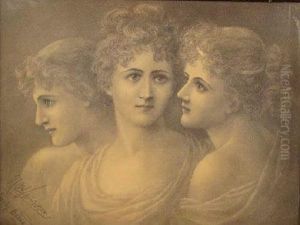 A Study Of Three Female Heads, Bust Length by Emily Barnard
