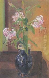 Lilien In Blauer Vase by Ludwig ten Hompel