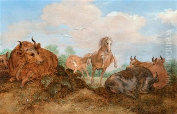 Paysage Aux Vaches Et Cheval - view 1