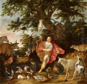Orpheus Bezaubert Die Tiere by Gillis Claesz De Hondecoeter