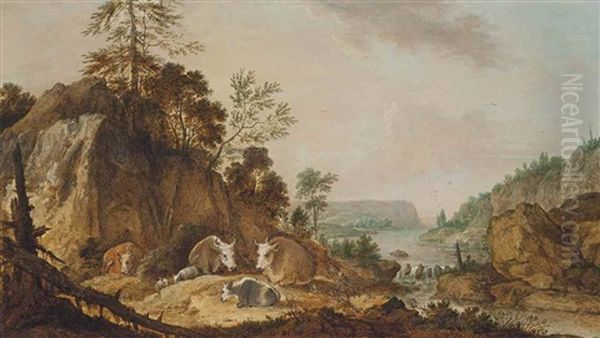 Cattle Resting In A Landscape - view 1