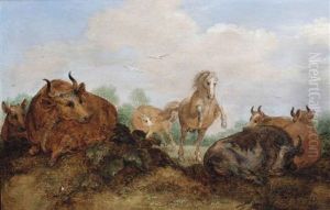A Landscape With A Horse And Cows A Landscape With A Horse And Cows