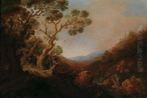 Gebirgslandschaft Mit Rotwild Am Wasser by Gillis Claesz De Hondecoeter