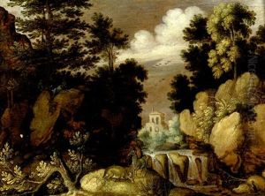 Paysage De Foret Aux Rochers by Gillis Claesz De Hondecoeter