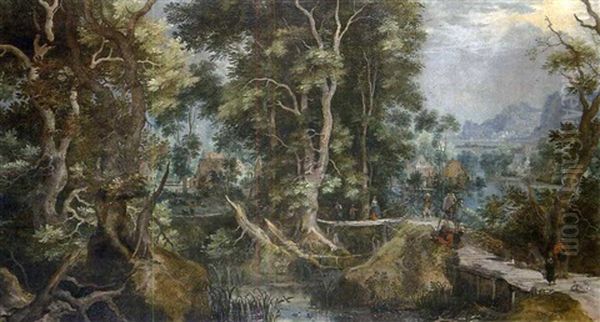 Bewaldete Landschaft Mit Figurenstaffage - view 1