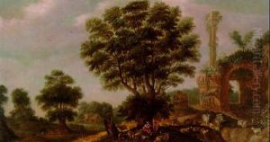Landschaft Mit Ruine Und Hirten
