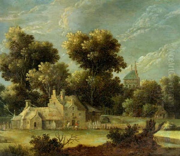 A Rural Landscape With Figures Outside A Tavern - view 1