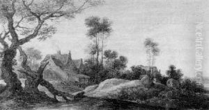 Cattle And Sheep On A Dune, Farms Beyond