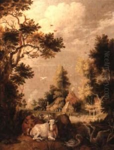 A River Landscape With Cattle And Swans