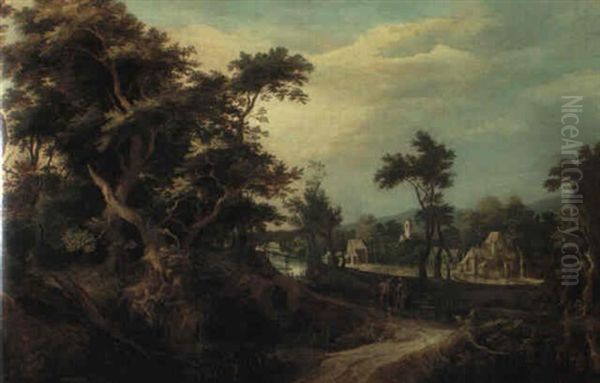 Wooded Landscape With Figures - view 1