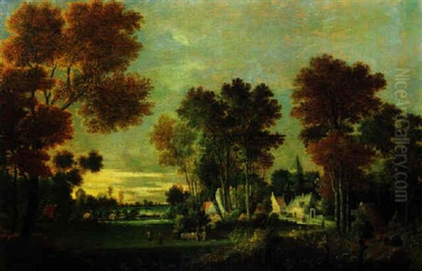 Bewaldete Landschaft Mit Einem Dorf - view 1
