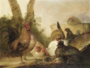 A Farmyard Scene With Chickens by Gysbert Gillisz de Hondecoeter