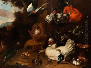 Szene Im Huhnerstall Mit Geflugel by Melchior de Hondecoeter