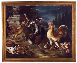 Pair Of Scenes With Fowl Attacked By Predators by Melchior de Hondecoeter