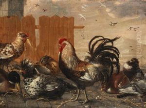 A Chicken Yard by Melchior de Hondecoeter