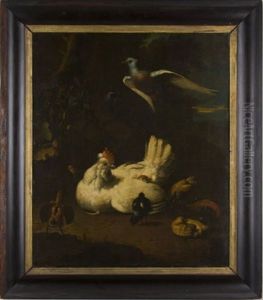 Fowl In Landscape by Melchior de Hondecoeter