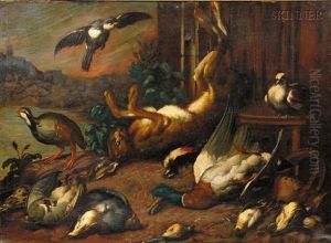 Still Life With Fowl And Game by Melchior de Hondecoeter