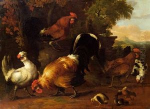 Huhner Und Hahne by Melchior de Hondecoeter