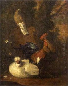 Poule, Coq Et Pigeon by Melchior de Hondecoeter