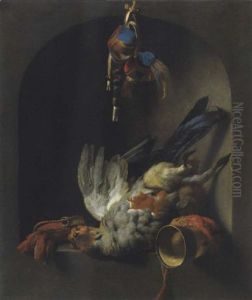 Stilleben Mit Vogel by Melchior de Hondecoeter