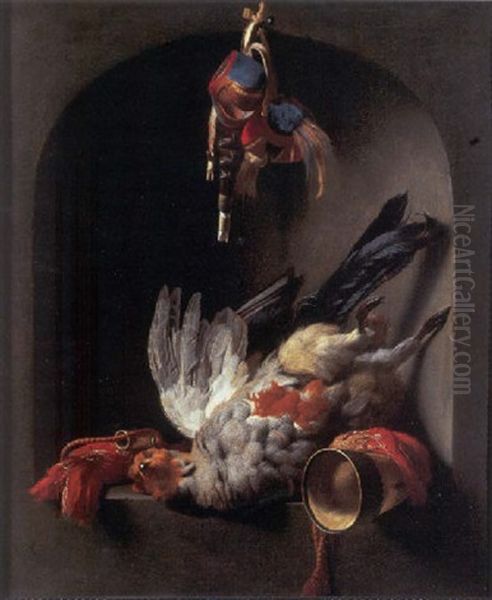 Still Life Of A Partridge And Hawking Equipment In A Niche - view 1