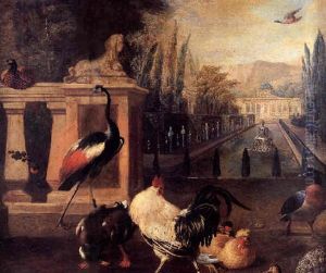 Aves En Un Jardin by Melchior de Hondecoeter