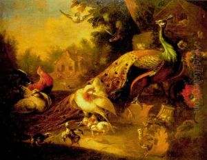 Aves En Un Paisaje by Melchior de Hondecoeter