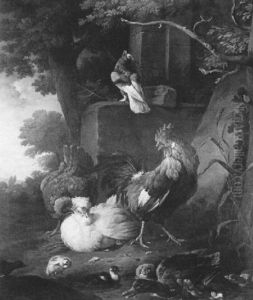 Ducks, Chickens And A Pigeon In A Landscape by Melchior de Hondecoeter