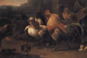 Aves En Un Paisaje by Melchior de Hondecoeter