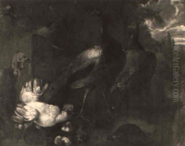 Turkeys In A Landscape - view 1