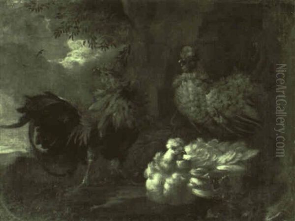 Rooster And Hens - view 1