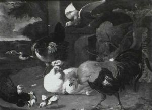 An Assembly Of Fowl by Melchior de Hondecoeter
