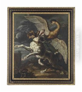 A Dog Attacking A Heron by Abraham Danielsz. Hondius