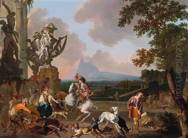 A Hunting Party By A Roman Ruin - view 1