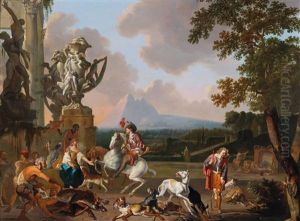 A Hunting Party By A Roman Ruin by Abraham Danielsz. Hondius