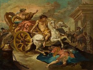 Tulia Driving Her Chariot Over The Body Of Her Dead Father by Abraham Danielsz. Hondius