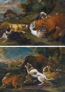 Hunde Einen Bullen Attackierend (+ Hunde Lowen Angreifend; Pair) Hunde Einen Bullen Attackierend (+ Hunde Lowen Angreifend; Pair)