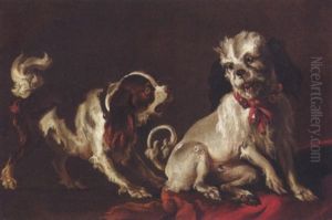 Zwei Spielende Hunde by Abraham Danielsz. Hondius