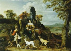 Die Jagdgesellschaft by Abraham Danielsz. Hondius