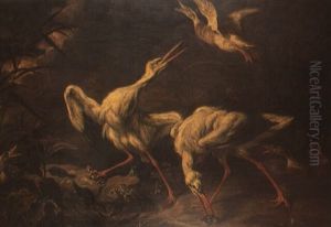 Canards, Herons Et Grenouilles by Abraham Danielsz. Hondius