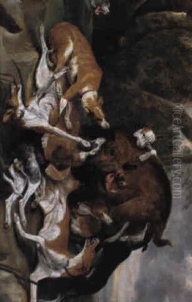 Meute De Chiens Attaquant Un Sanglier - view 1