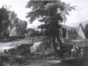 A Wooded Landscape With A Huntsman Before A Ruin by Abraham Danielsz. Hondius
