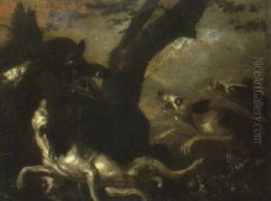Dogs Attacking A Boar by Abraham Danielsz. Hondius