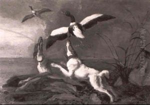 Chiens Chassant Des Canards by Abraham Danielsz. Hondius