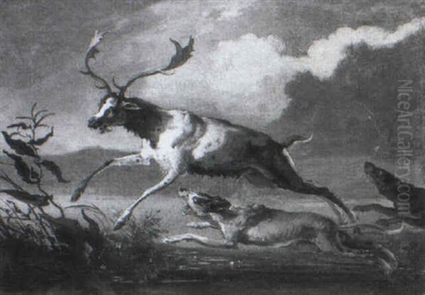 Hounds Chasing A Stag - view 1